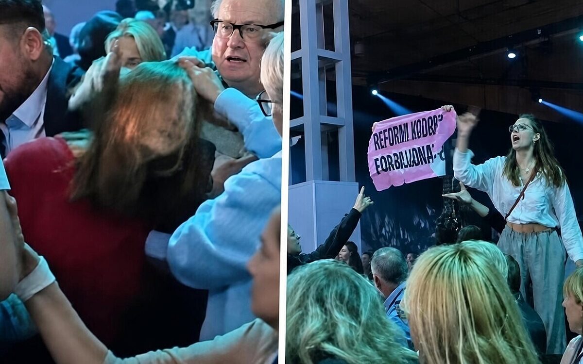 Publiek mishandelt klimaatactivisten tijdens protest bij Britse rechtse partij