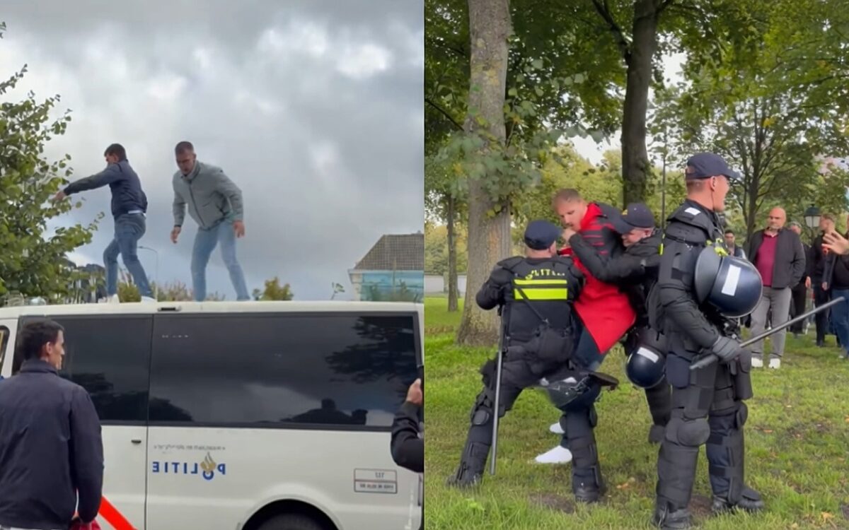 Woedende Kosovaren bekogelen ME op Malieveld om 25 jaar cel voor oud-president