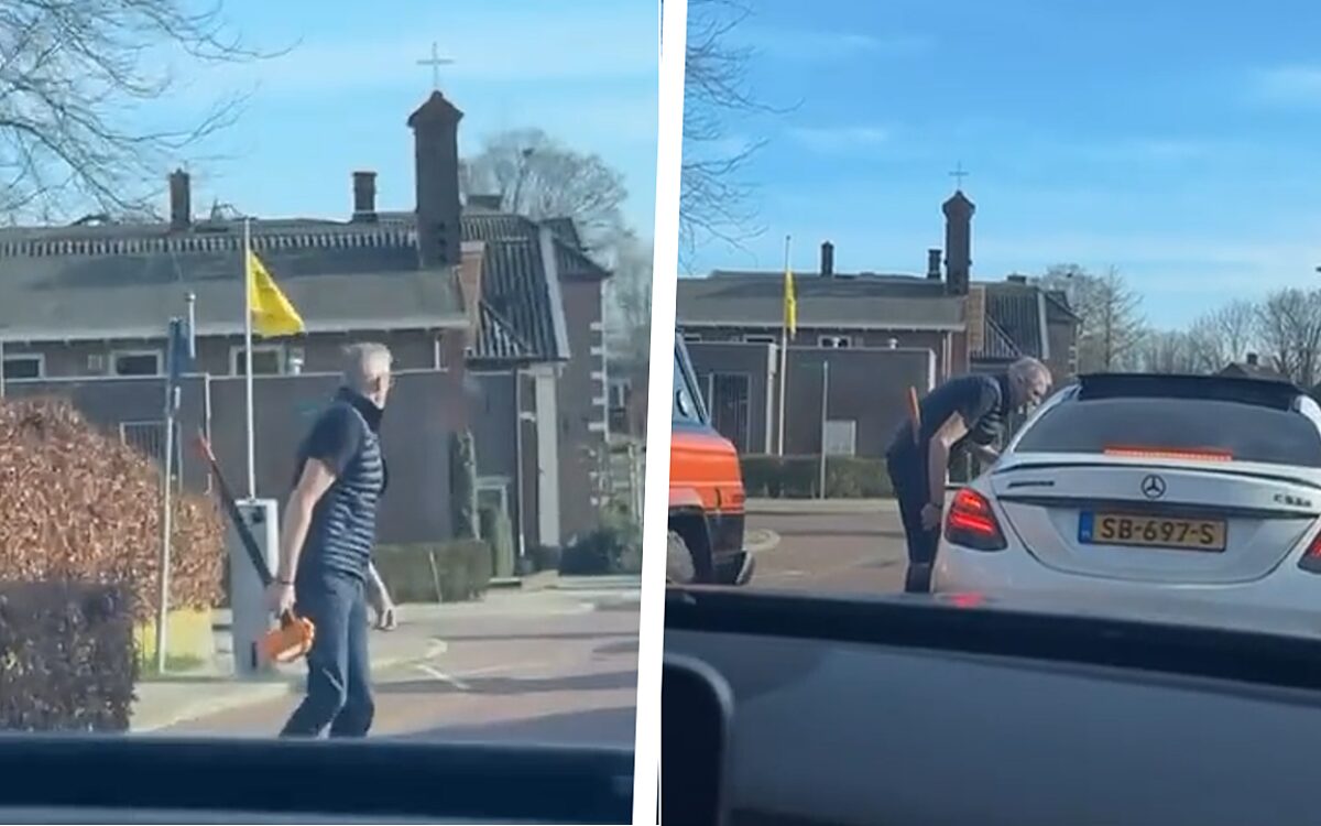 Man met bijl is overlast van Mercedes-AMG’s spuugzat en gaat verhaal halen