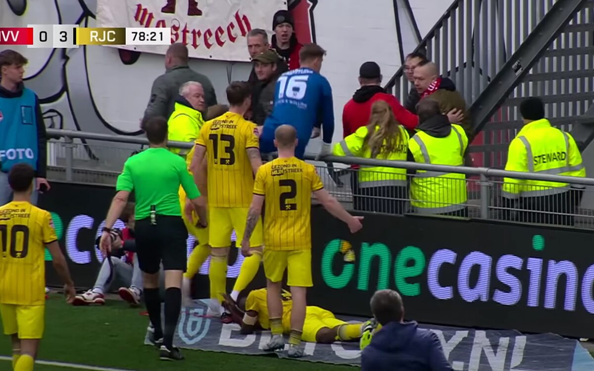 Chaos bij derby MVV-Roda JC: toeschouwer gooit bekertje bier in gezicht doelman