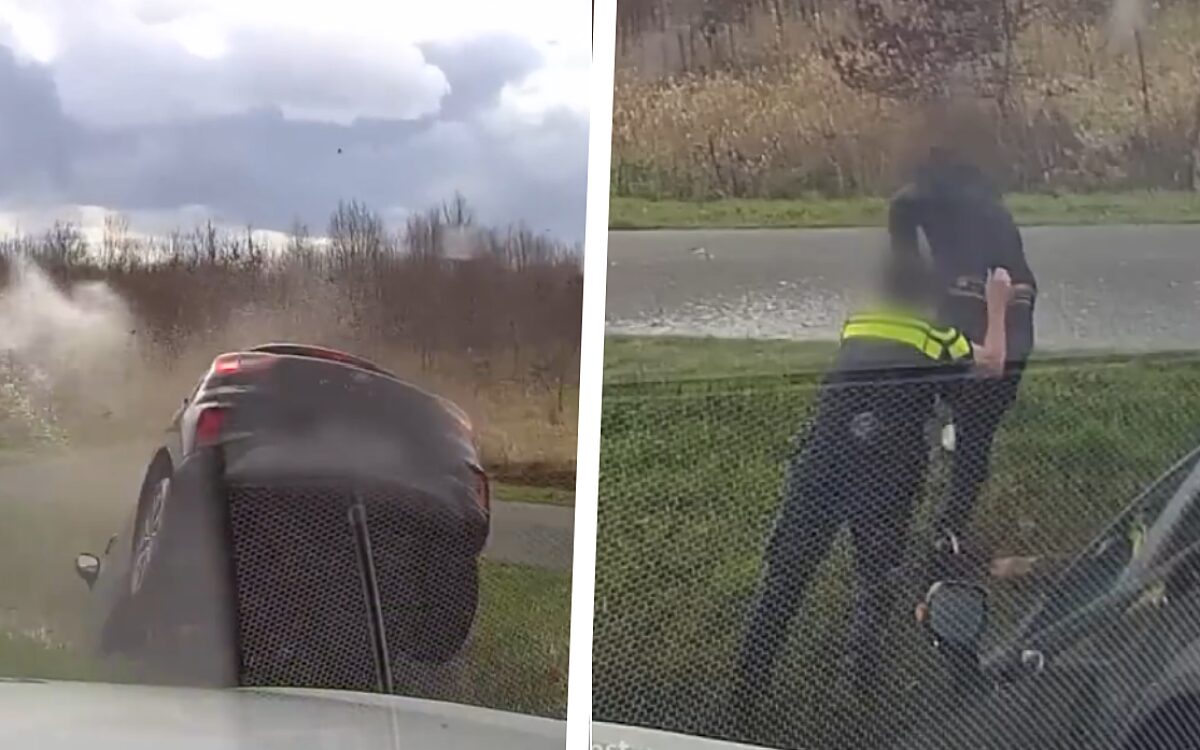 Spectaculaire beelden: ‘Drugsdealer’ eindigt in sloot na wilde achtervolging op A16