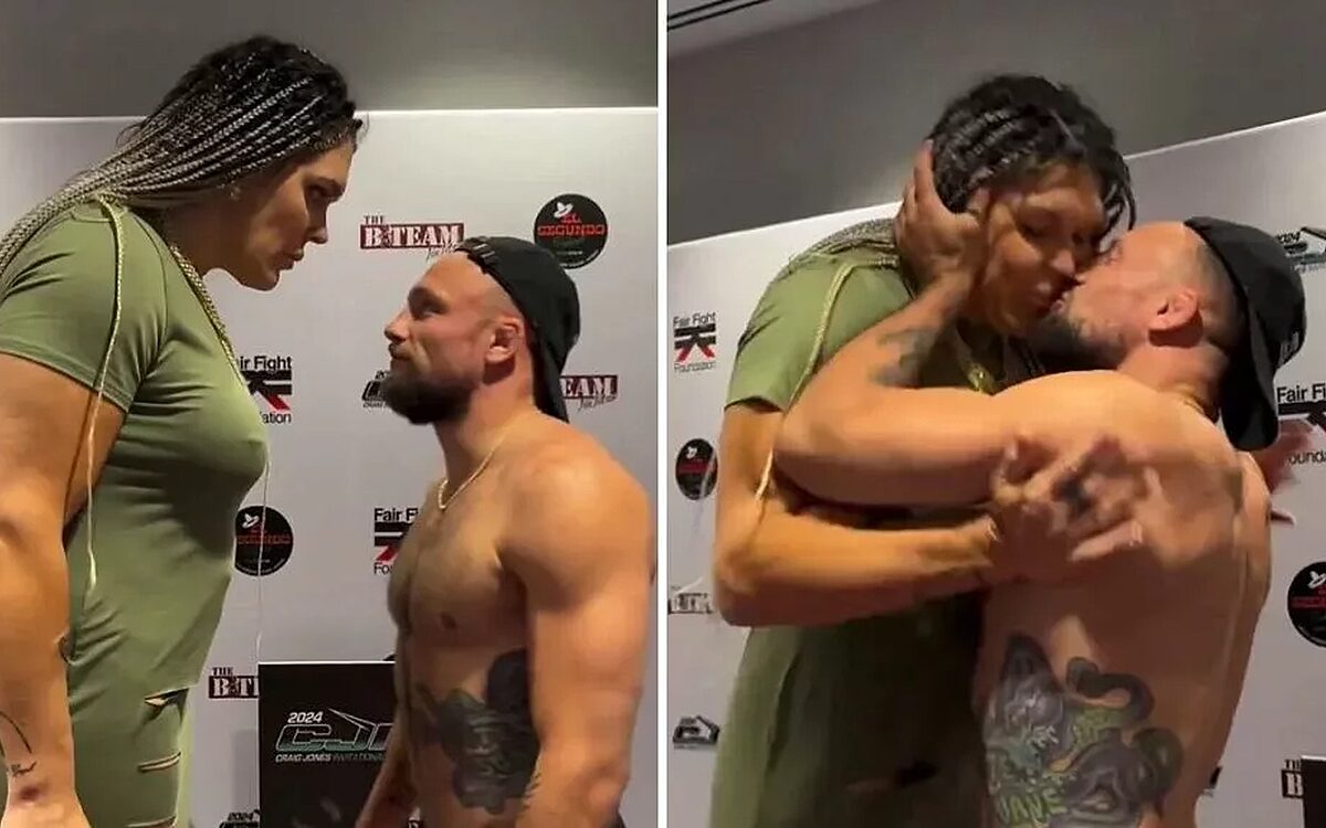 Storm op internet nadat een Australische MMA-vechter kus uitdeelde aan nietsvermoedende rivaal