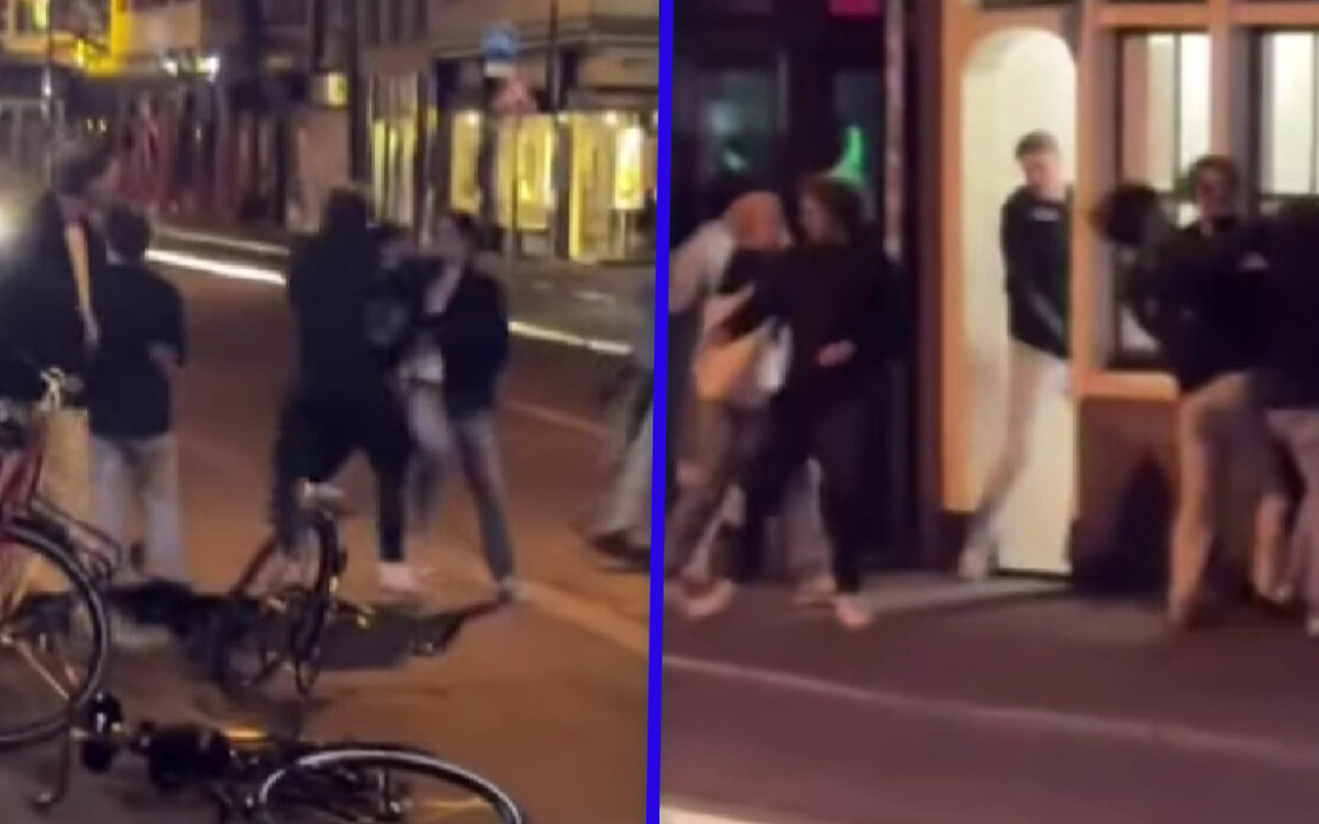 Brute vechtpartij: Domme 'rechtenstudenten' (Roderick-Jan en Egbert-Gijs) gaan midden op straat op de vuist