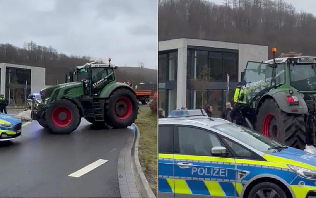 Duitse boer laat zich niet blokkeren door de politie