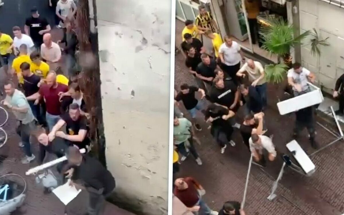 Videobeelden tonen hevige rellen in Arnhem na Vitesse-Ajax