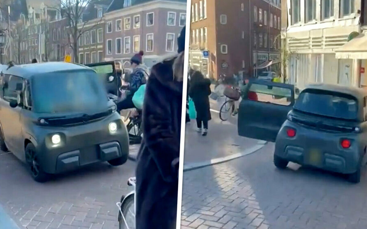 Video: Bestuurder brommobiel denkt dat Amsterdams fietspad GTA is