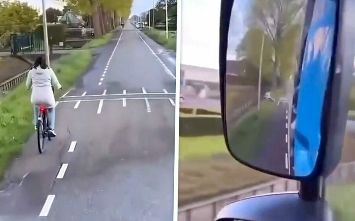 Fietser belandt in de sloot na getoeter van vrachtwagenchauffeur