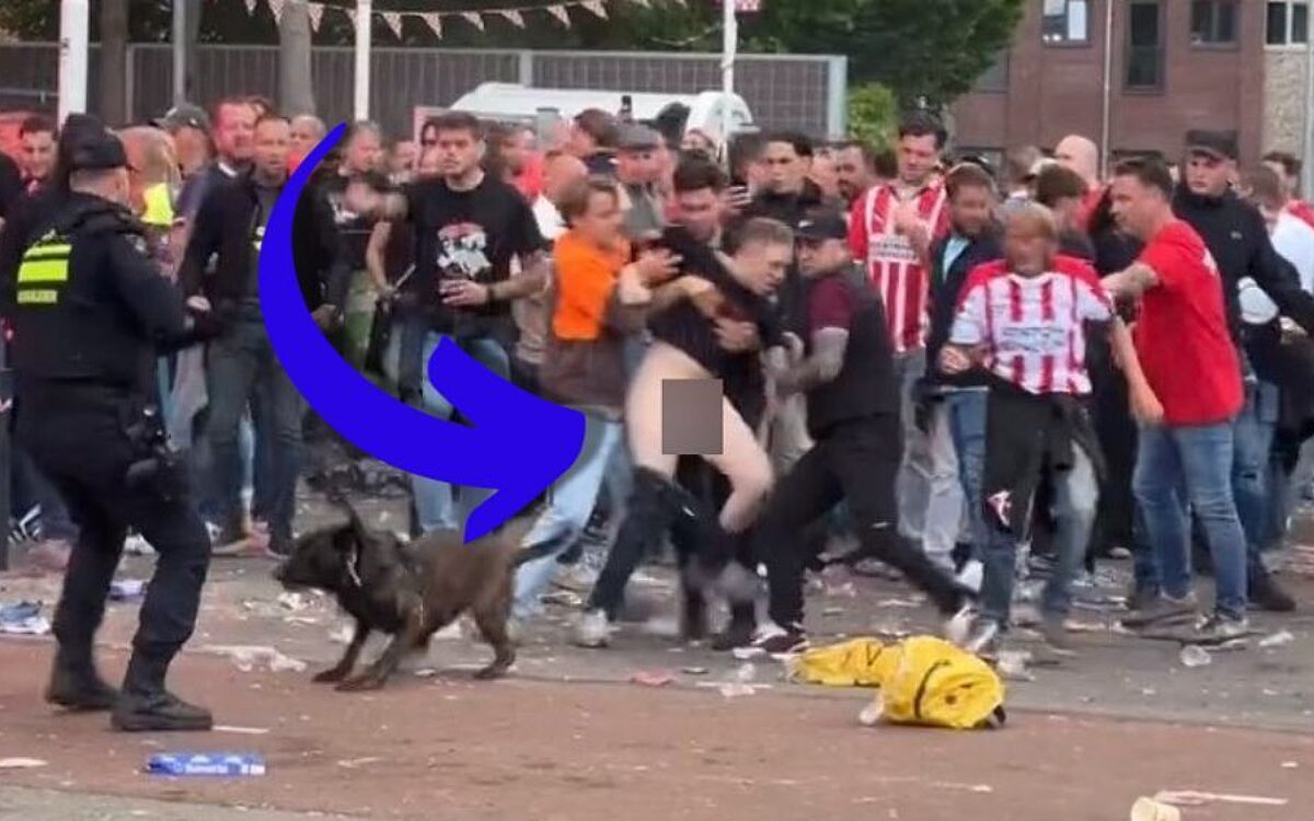 Smakelijke foto: PSV-tokkie staat letterlijk voor lul tijdens bizarre kampioensrellen