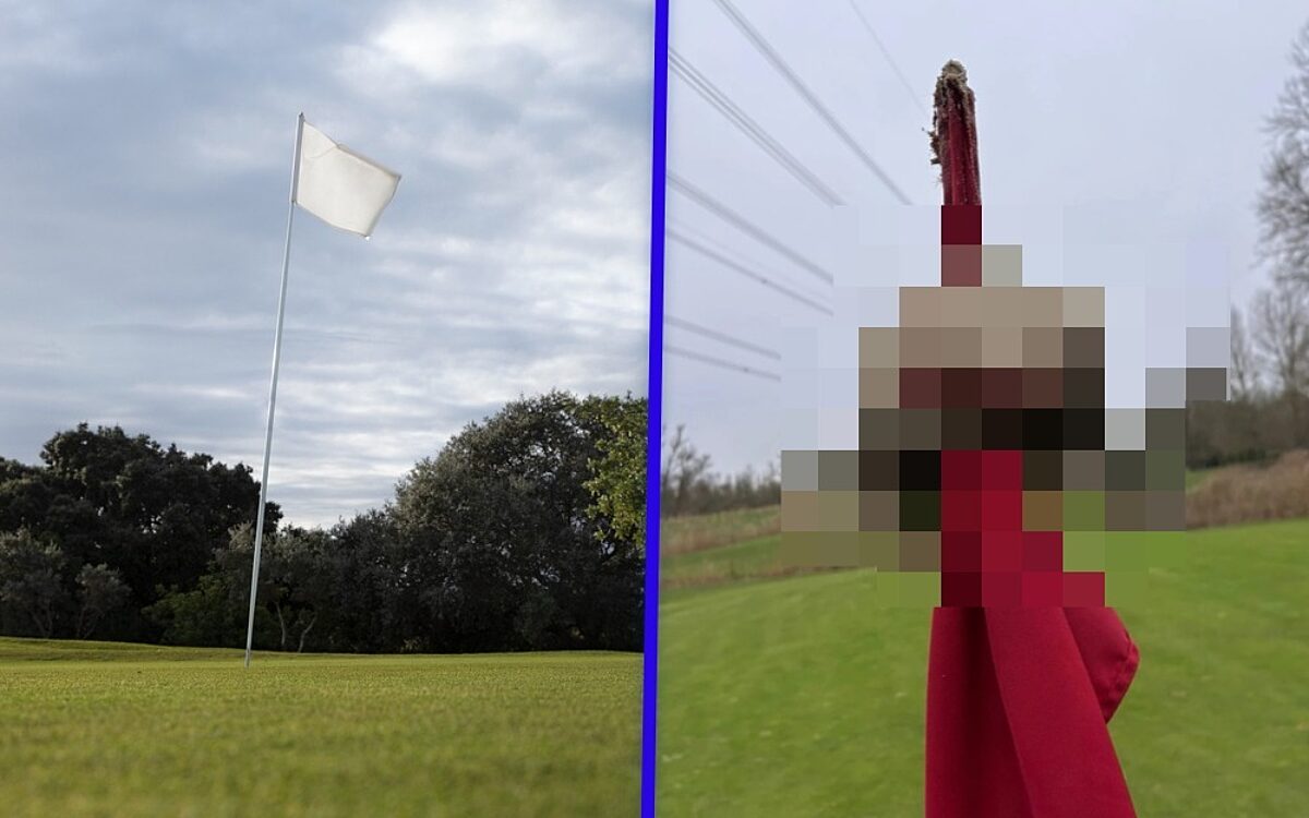ZIEKE GEEST spiest egel aan vlag op golfbaan en tekent hakenkruizen in het zand