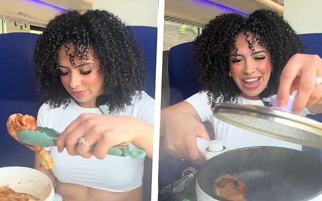 Vrouw bakt kip in NS-trein, volgers reageren woedend: ‘Heftig, aso!’