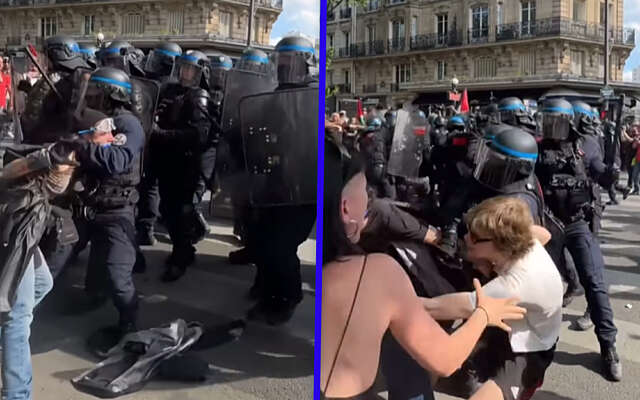 Franse politie deelt rake klappen uit tijdens turbulente Dag van de Arbeid-demonstratie
