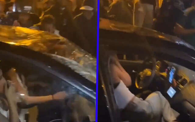 Relschoppers in Parijs omsingelen vrouwen in auto en slaan ruiten in