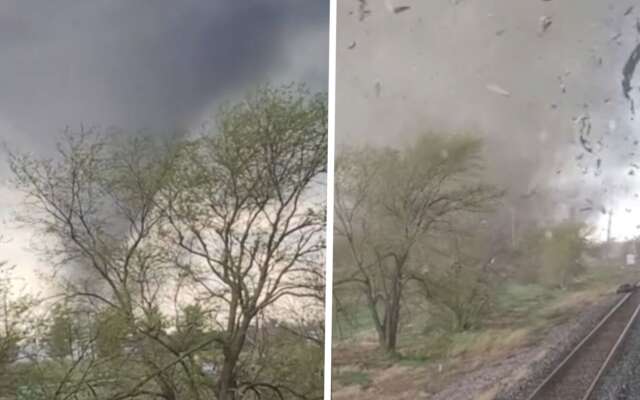 Video toont hoe een tornado een trein frontaal raakt in Nebraska afgelopen weekend