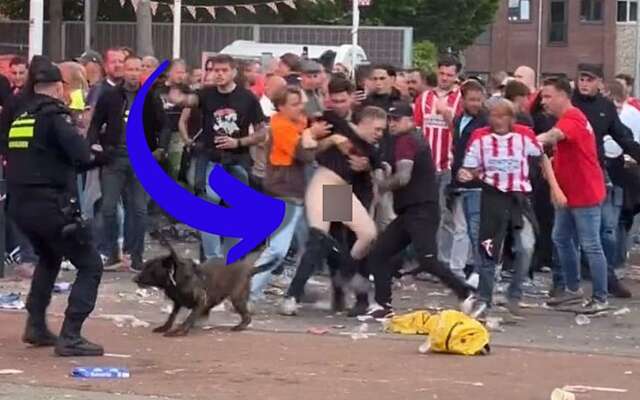 Smakelijke foto: PSV-tokkie staat letterlijk voor lul tijdens bizarre kampioensrellen
